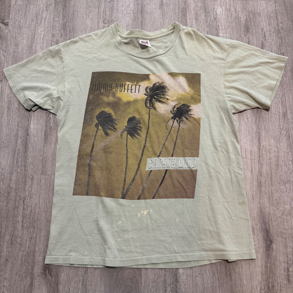 Vintage 1996 Jimmy Buffett Banana Wind Tour Shirt XL Anvil Green Concert Tee